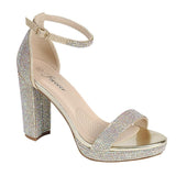 Rhinestone Chunky Heel Josina-99 by Forever Rose Gold