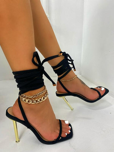 Pazzle Chica-01 Women's Open Toe Lace up High Heels Sandals