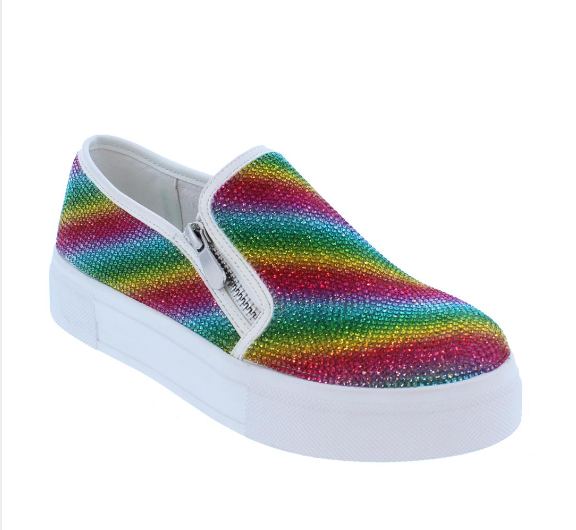 Liliana Cope-3 Rhinestone Rainbow Sneakers