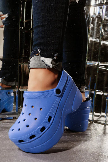 Blue Platform Sandals Clogs | Shoe Time