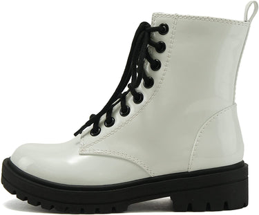 SODA Lug Sole Womens White Combat Boots