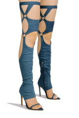 Denim Open Toe Thigh High Boots Gealia Cape Robbin | Shoe Time