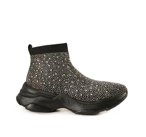 Liliana Genova-2 Zapatillas deportivas con plataforma y calcetín con diamantes de imitación