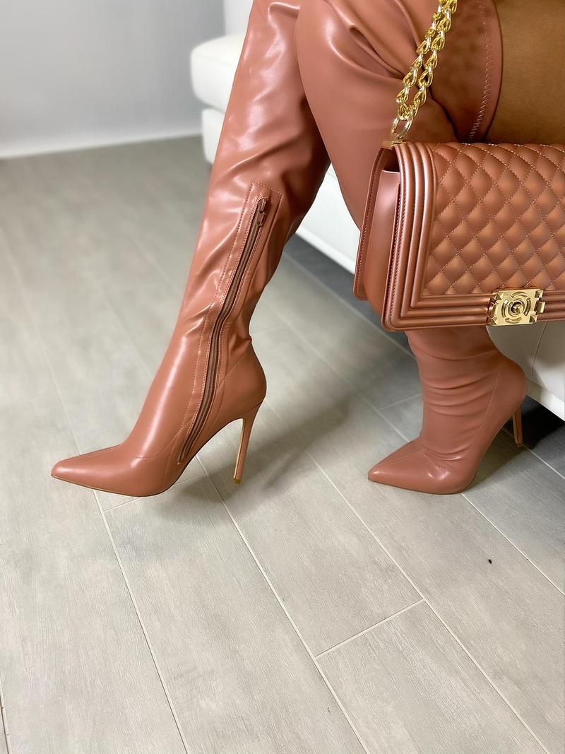 Rose Thigh High Heel Boots