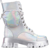 Silver Combat Boots