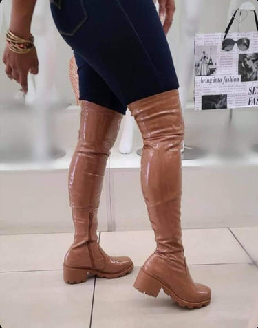 Honey Chunky Lug Sole Over The Knee Boot