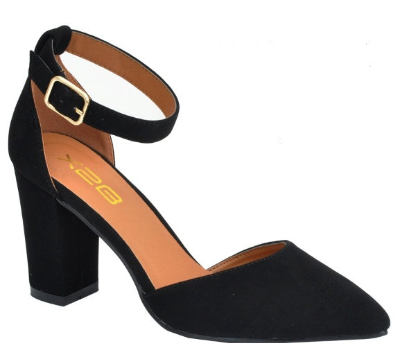 X2B Leona-1N Pointed Toe  Ankle Strap Block Heel Dress Sandals