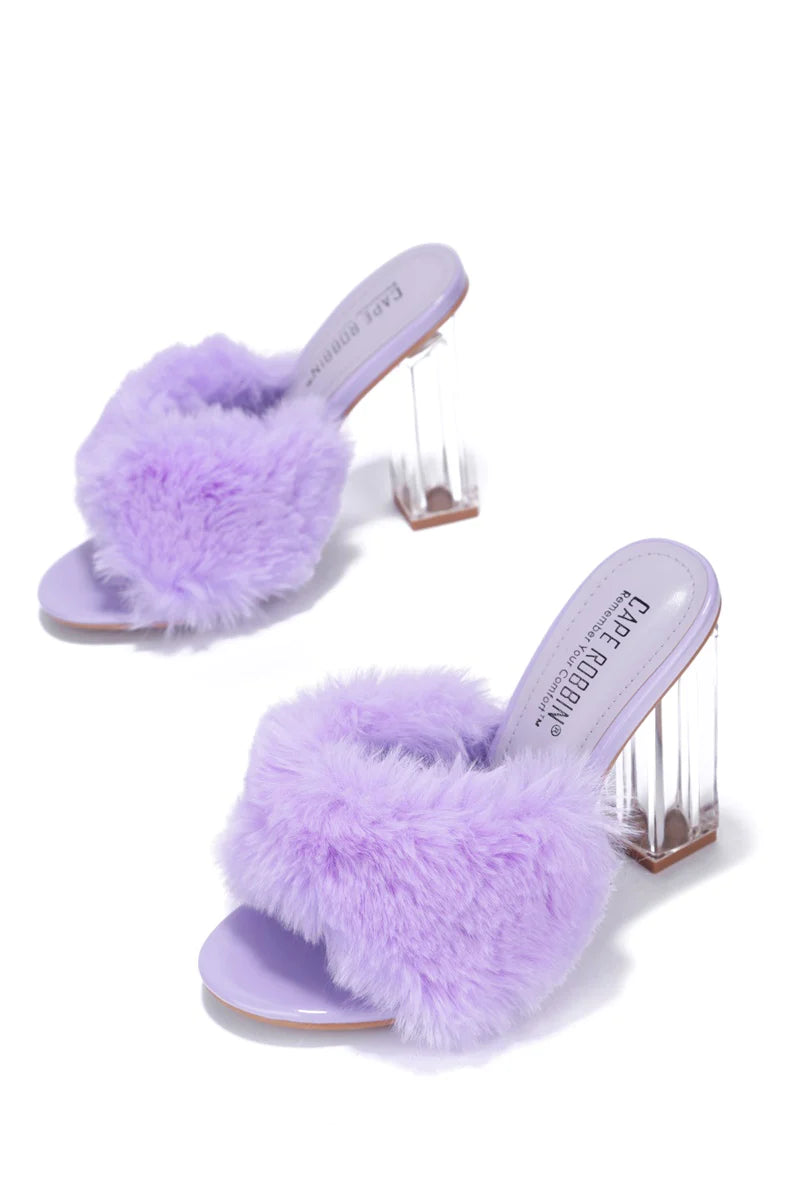 Faux Fur Heeled Sandals Kurberry by Cape Robbin