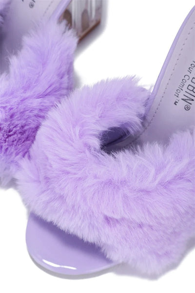 Purple Faux Fur Heeled Sandals Kurberry by Cape Robbin