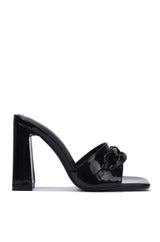 Black Chunky Block High Heels for Women