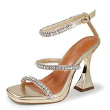 Rhinestone Square Flare Heels Venus-1 | Shoe Time