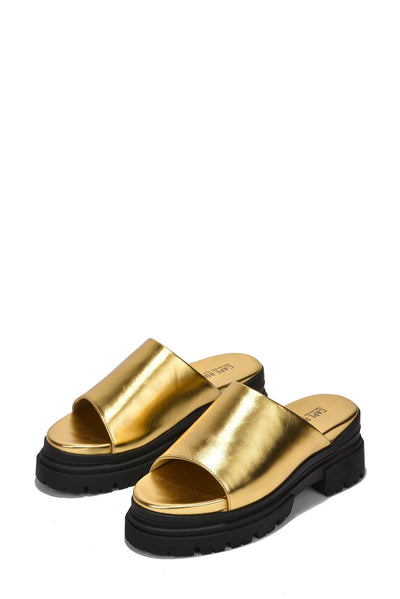 Gold Open Toe Chunky Platform Sandals Mamo Cape Robbin | Shoe Time