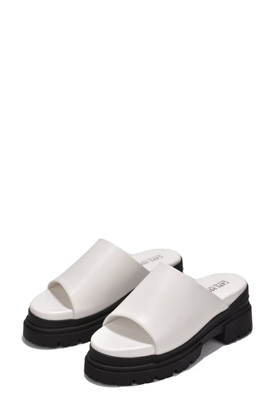 White Open Toe Chunky Platform Sandals Mamo Cape Robbin | Shoe Time