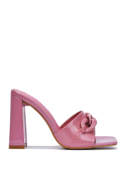 Pink Chunky Block High Heels for Women
