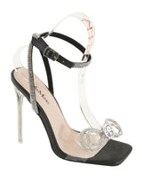 Black Rhinestone High Heel Sandals | Shoe Time