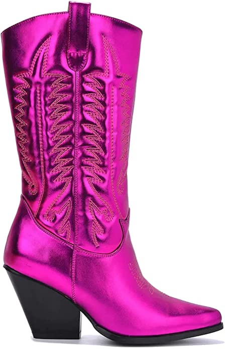 Metallic Cowboy Boots Pink