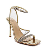 Gold  Rhinestone Strap Heels Narala02 | Shoe Time