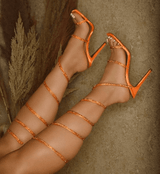 Orange Rhinestone Wrap Around Heels Nars-12 | Shoe Time