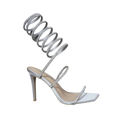 Silver Rhinestone Wrap Around Heels Nars-12 | Shoe Time