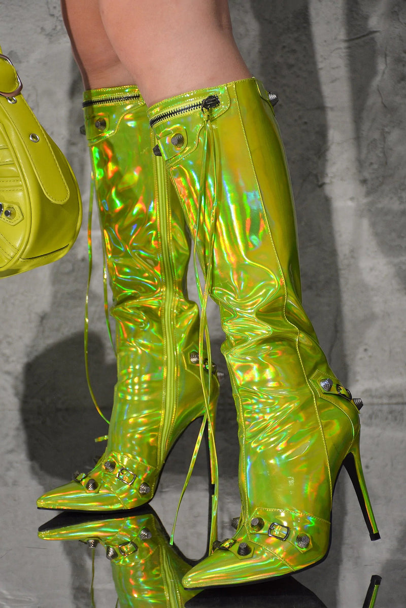 Pointed Toe Heel Knee High Boots Pofin Cape Robbin Shoe Time