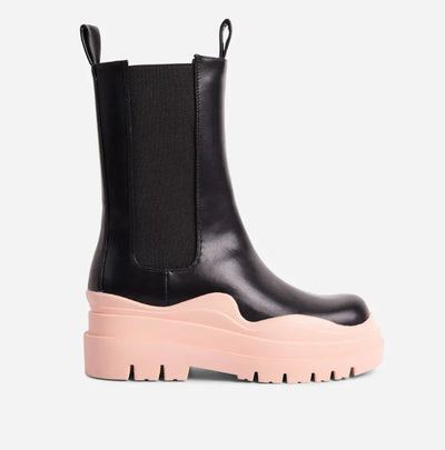 Pink Chunky Sole Ankle Chelsea Biker Boots Energy