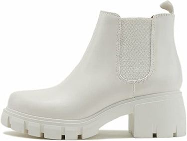 soda lug sole womens chelsea boots White