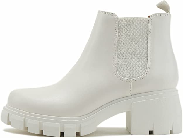 soda lug sole womens chelsea boots White
