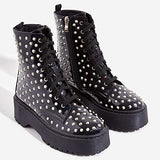 Black Studded Biker Boots Pixie