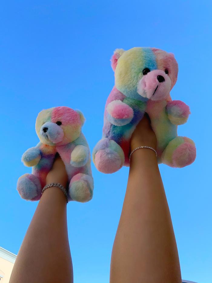 Plush-01 Teddy Bear Slippers - Cotton Candy