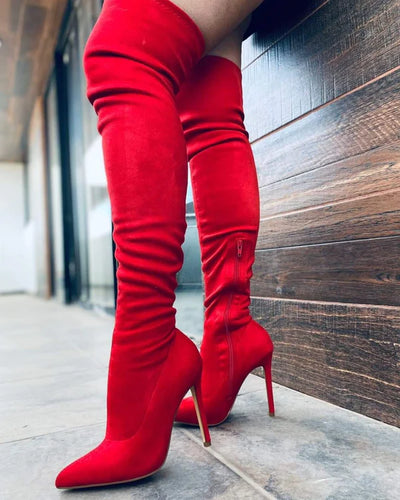 Red Thigh High Boots Gisele-7 by Liliana