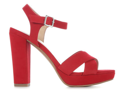 Delicious Style Keeper ~ Cross Band with Ankle Strap Buckle Block High Heel Fashion Sandals