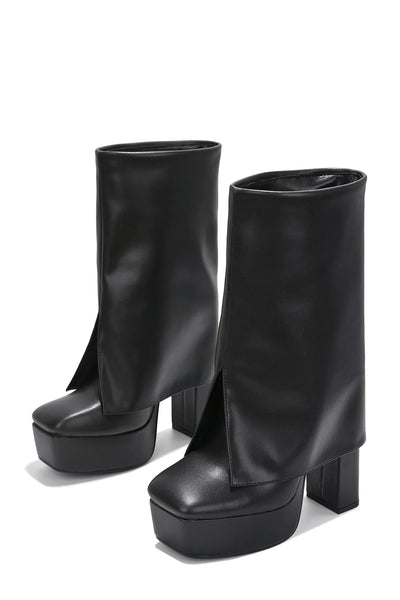 Black fold over boots