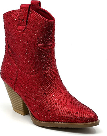 River-01 Rhinestone Cowboy Ankle Bootie | Shoe Time