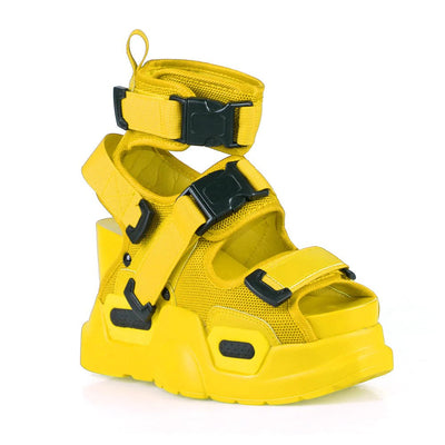 Platform Buckle Sandals Anthony Wang Mulberry 01 - Yellow Platform Women's Buckle Sandals - Shoe Time