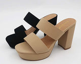 Block Heel Mule Sandals Script-24 Bamboo | Shoe Time