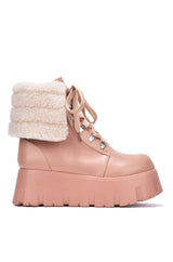 Blush Cape Robbin Chunky Platform Ankle Boots Snowdrop