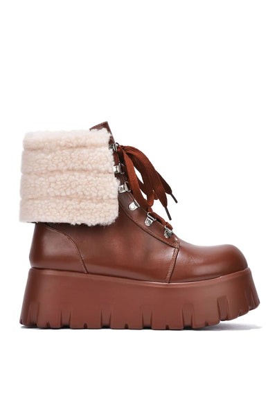 Brown Cape Robbin Chunky Platform Ankle Boots Snowdrop