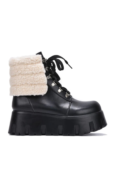 Black Cape Robbin Chunky Platform Ankle Boots Snowdrop