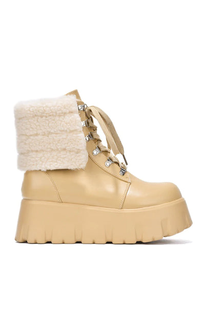 Nude Cape Robbin Chunky Platform Ankle Boots Snowdrop