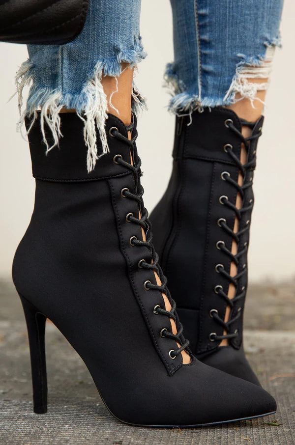 SOCIAL Lace Up Heel Ankle Booties – SHOE TIME
