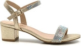 Soda Kids Glaze Rhinestone Block Heel Sandals | Shoe Time