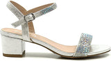 Soda Kids Glaze Rhinestone Block Heel Sandals | Shoe Time