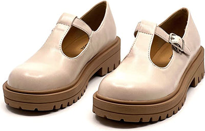 Tan SODA Chunky Mary Jane Womens Shoes Tangia