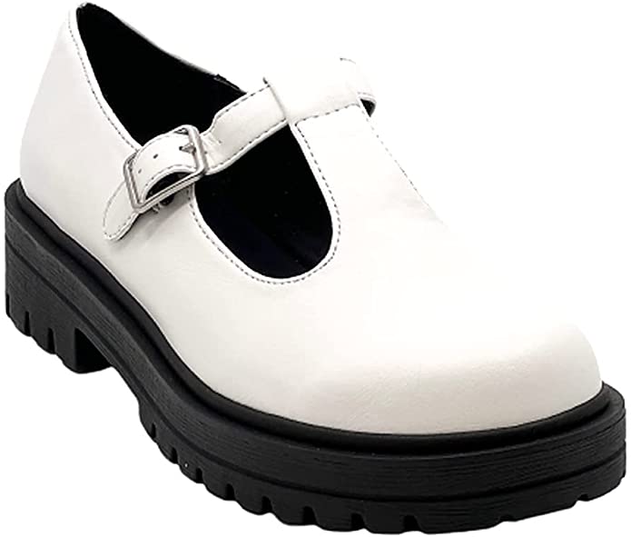 SODA Chunky Mary Jane Womens Shoes Tangia White