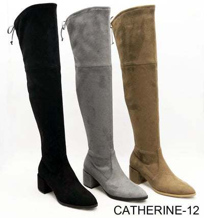 Wild Diva Lounge Catherine-12 Womens Over The Knee Round Toe Thigh High Boots Block Heel W/Zipper