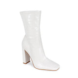 White Pu Animal Print Ankle Bootie Zachery-1 By Liliana