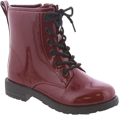 Kids Lace Up Combat Boots Patent Torin-20K by Top Guy