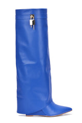 Royal Blue Cape Robbin Valeri-3 Shark Padlock Boots