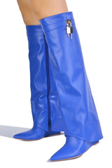 Royal Blue Cape Robbin Valeri-3 Shark Padlock Boots