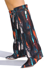 Print Cape Robbin Valeri-3 Shark Padlock Boots